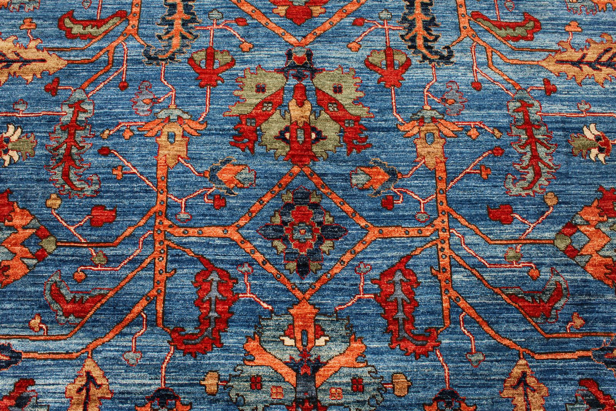 8x11 Navy and Multicolor Anatolian Traditional Rug