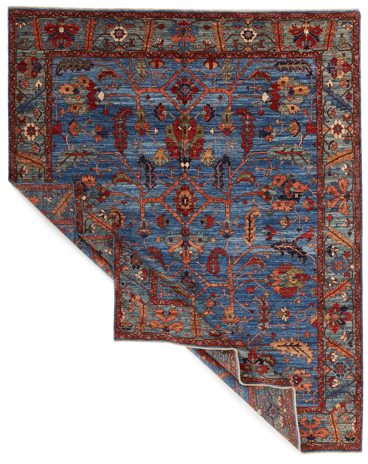 8x11 Navy and Multicolor Anatolian Traditional Rug