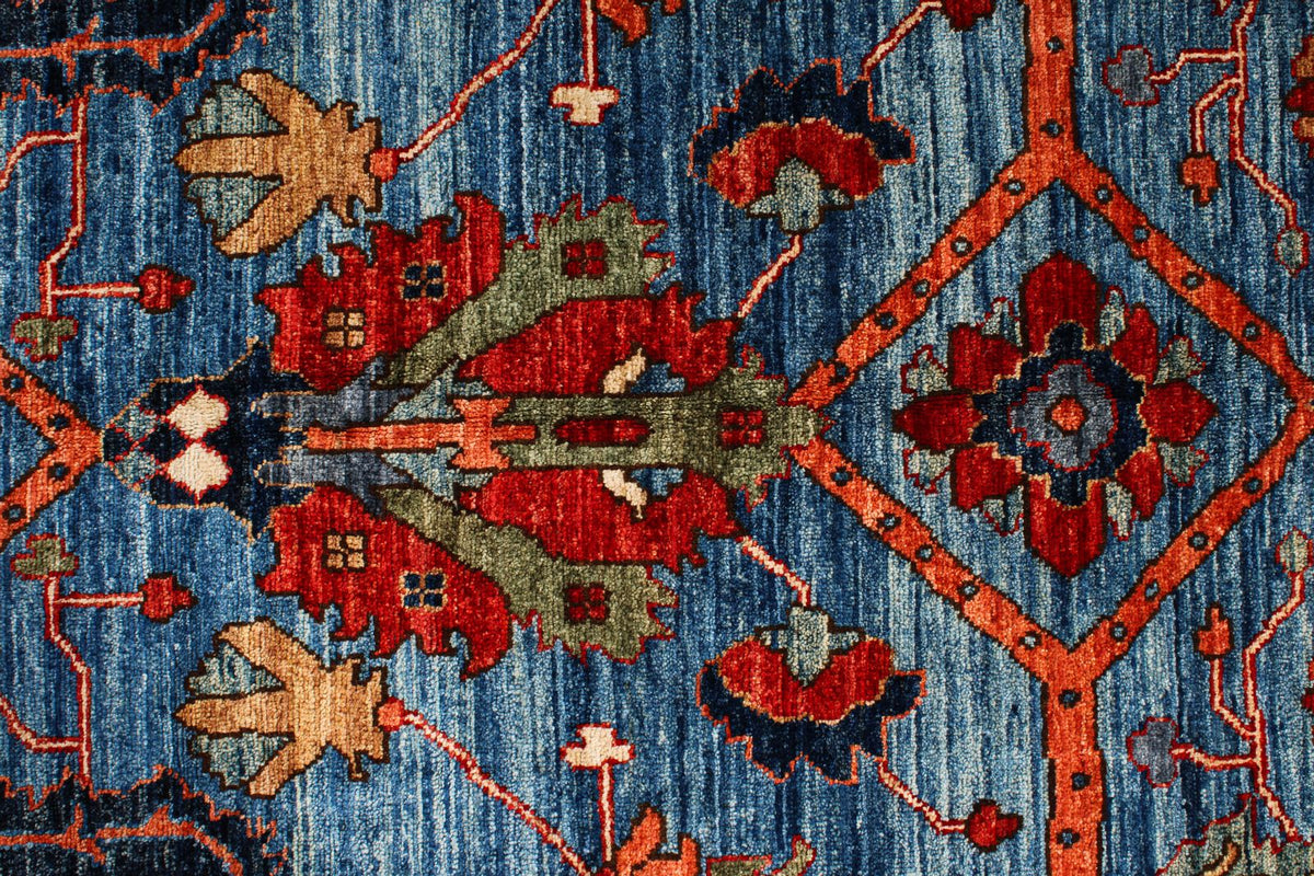 8x11 Navy and Multicolor Anatolian Traditional Rug
