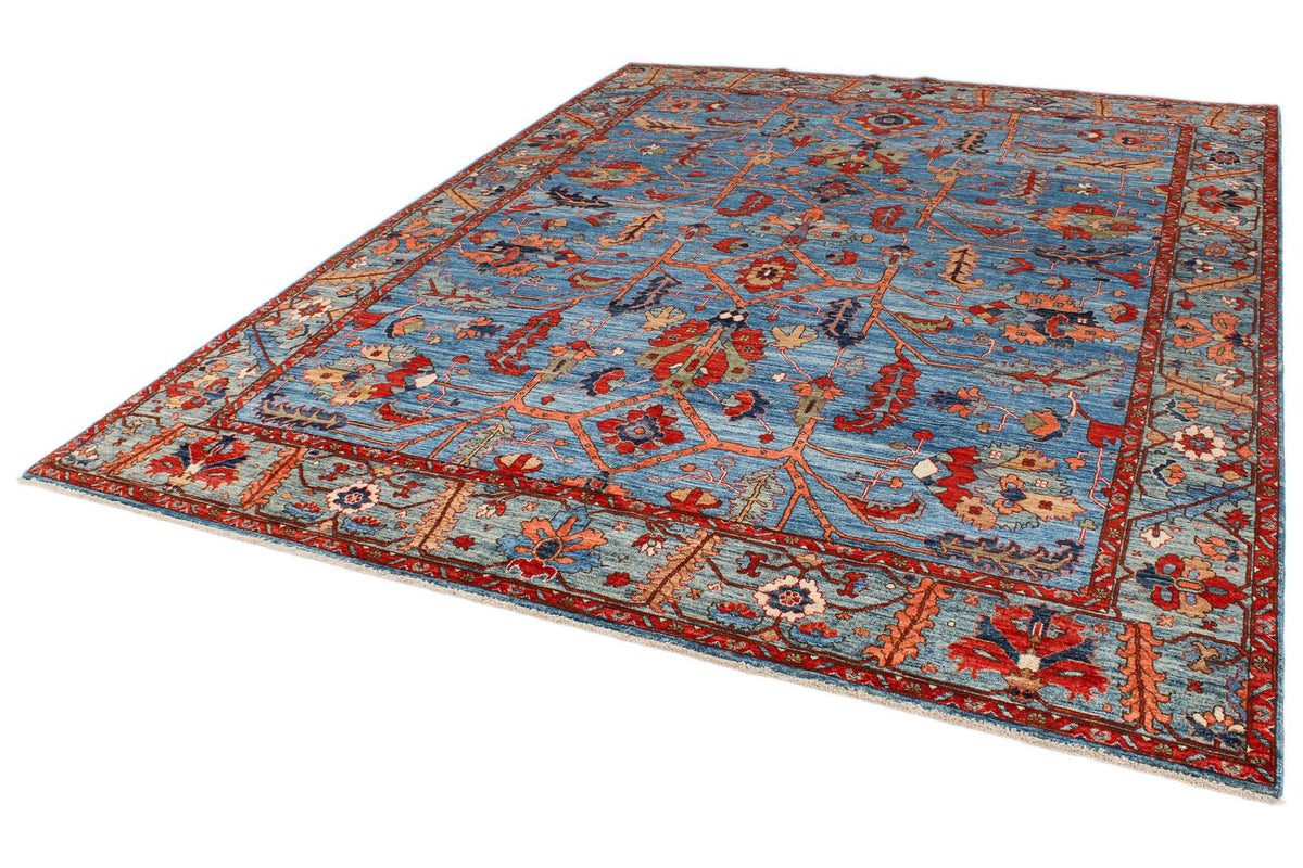 8x11 Navy and Multicolor Anatolian Traditional Rug