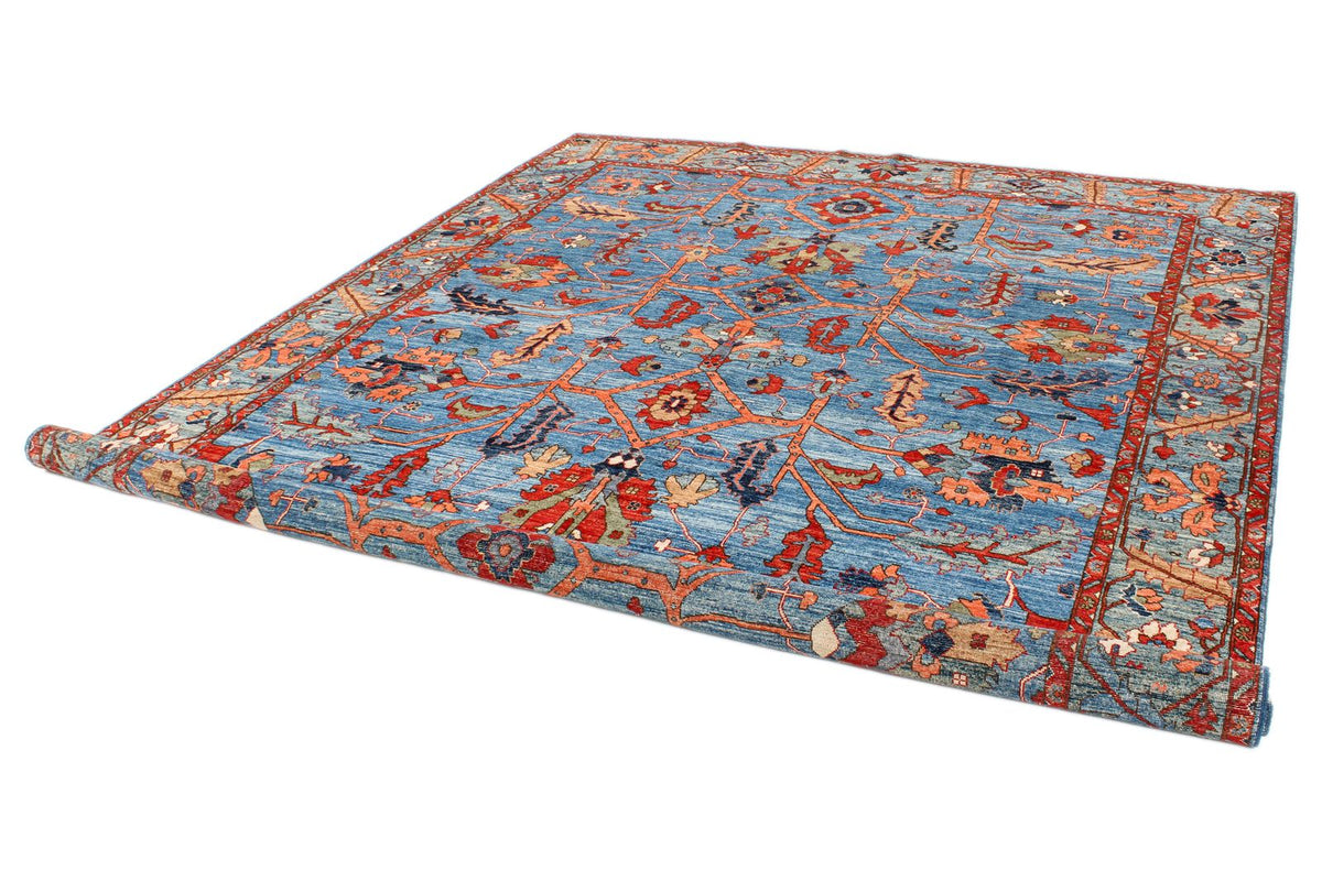 8x11 Navy and Multicolor Anatolian Traditional Rug