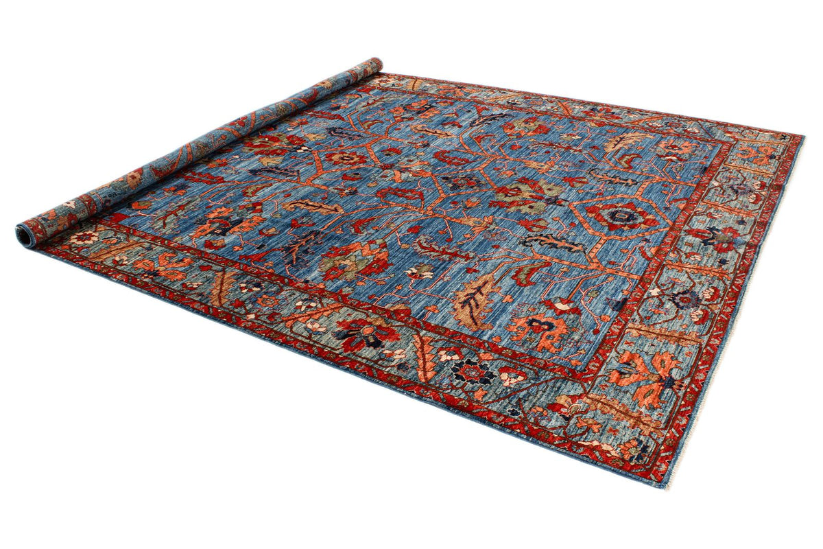 8x11 Navy and Multicolor Anatolian Traditional Rug