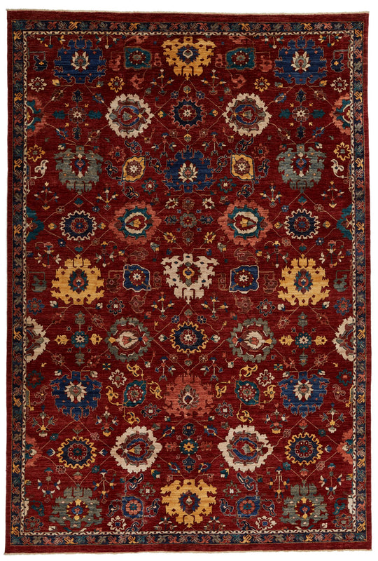 10x15 Red and Multicolor Anatolian Traditional Rug