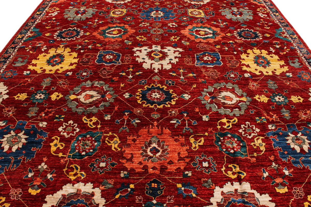 10x15 Red and Multicolor Anatolian Traditional Rug