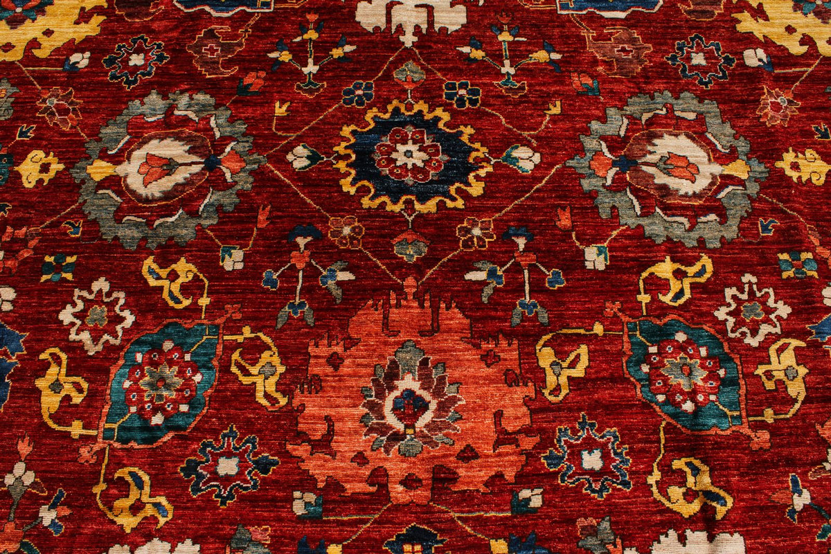 10x15 Red and Multicolor Anatolian Traditional Rug