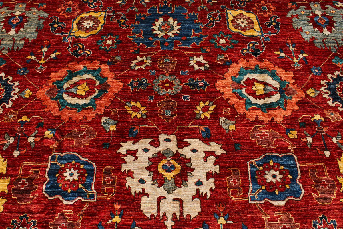 10x15 Red and Multicolor Anatolian Traditional Rug