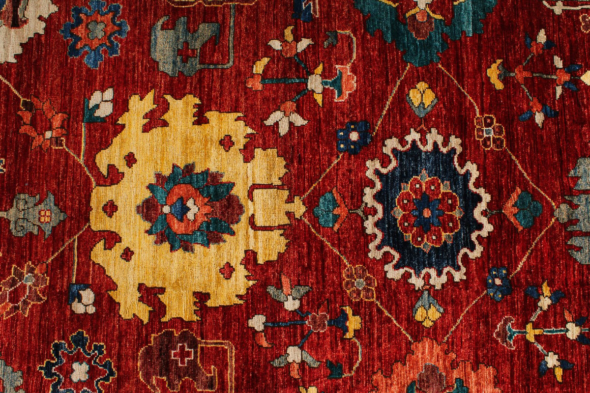 10x15 Red and Multicolor Anatolian Traditional Rug