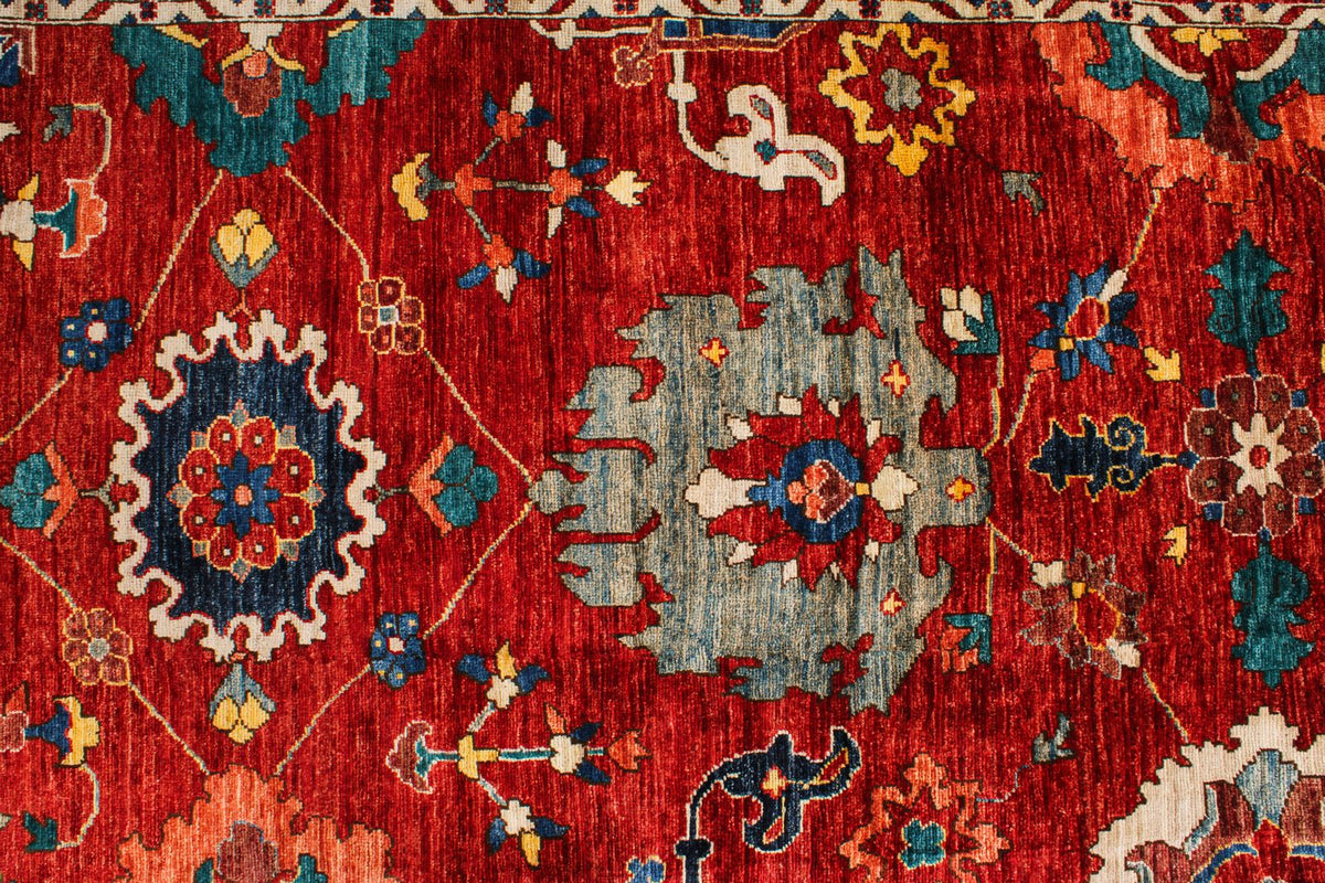 10x15 Red and Multicolor Anatolian Traditional Rug