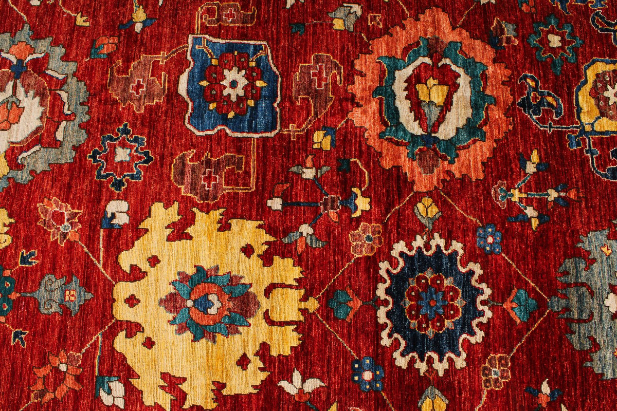 10x15 Red and Multicolor Anatolian Traditional Rug