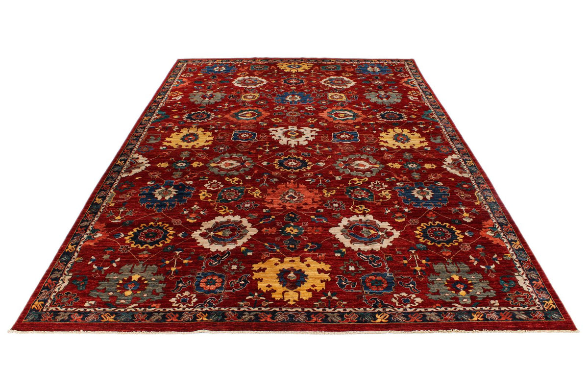 10x15 Red and Multicolor Anatolian Traditional Rug