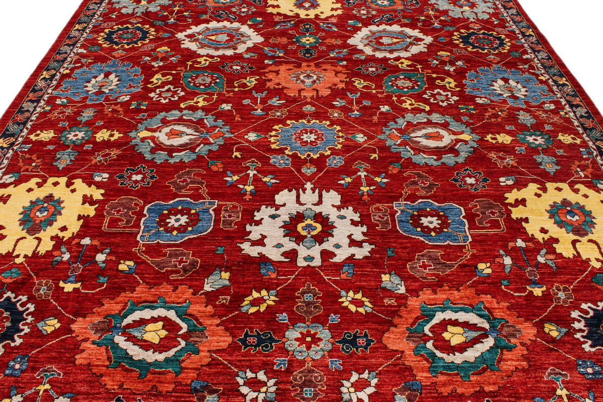 9x12 Red and Multicolor Anatolian Traditional Rug