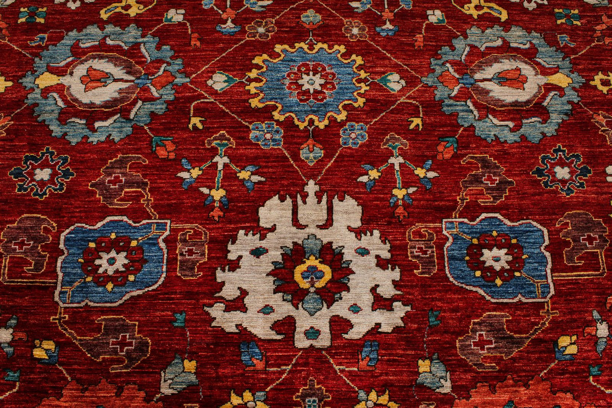 9x12 Red and Multicolor Anatolian Traditional Rug