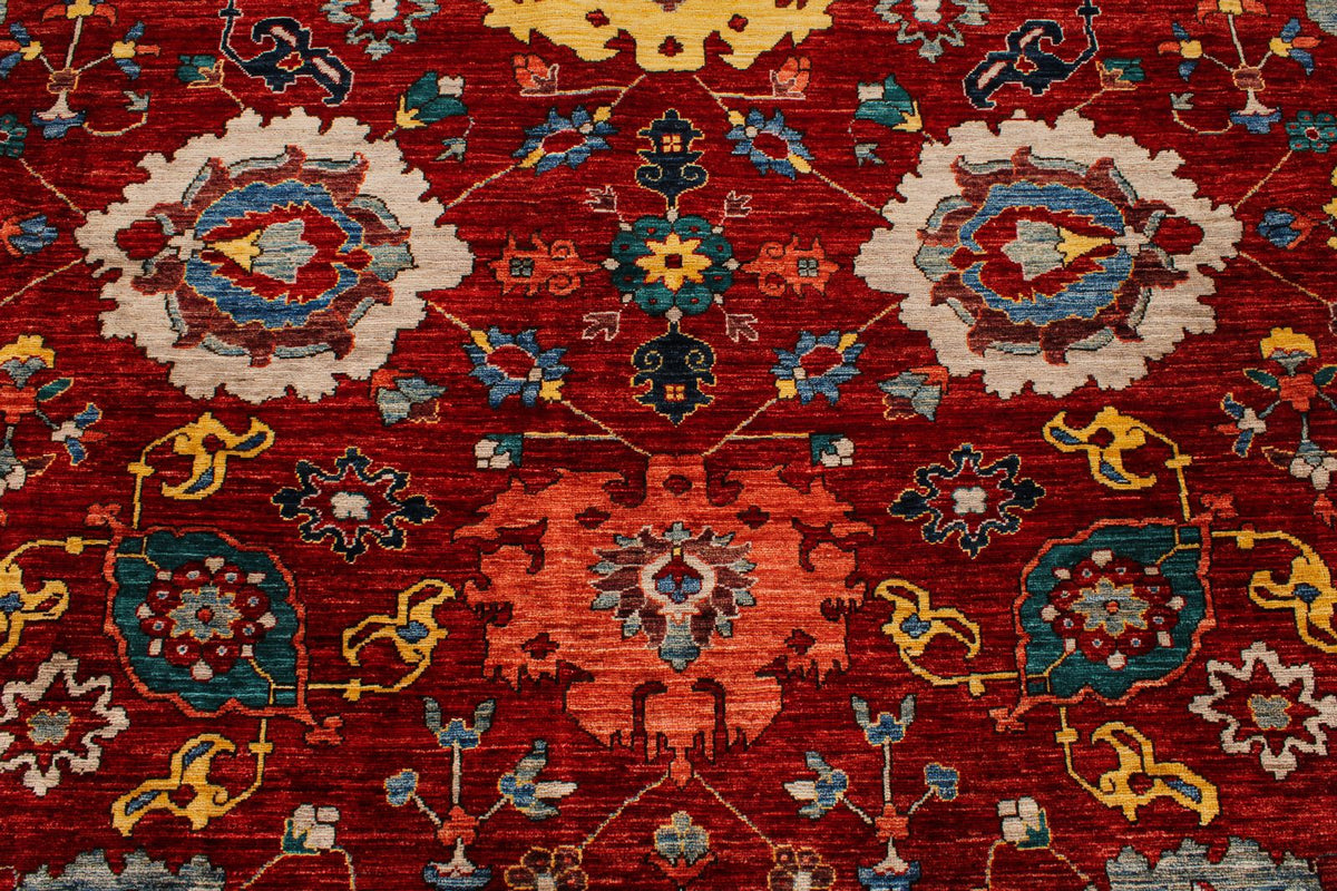 9x12 Red and Multicolor Anatolian Traditional Rug