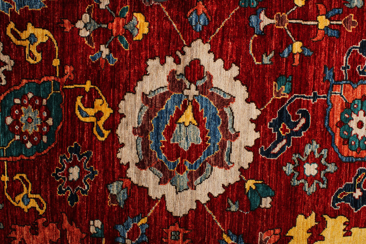9x12 Red and Multicolor Anatolian Traditional Rug