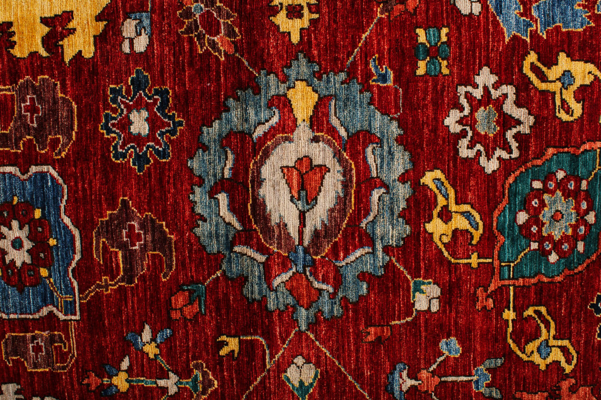 9x12 Red and Multicolor Anatolian Traditional Rug