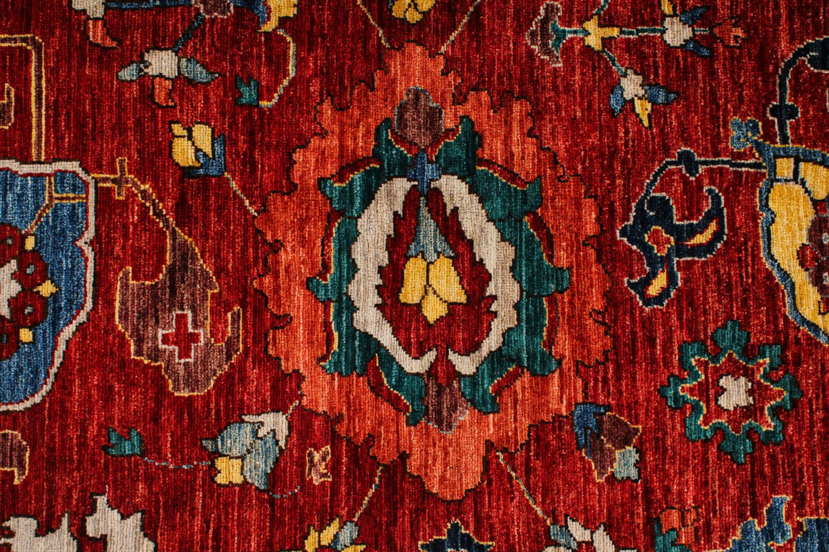 9x12 Red and Multicolor Anatolian Traditional Rug