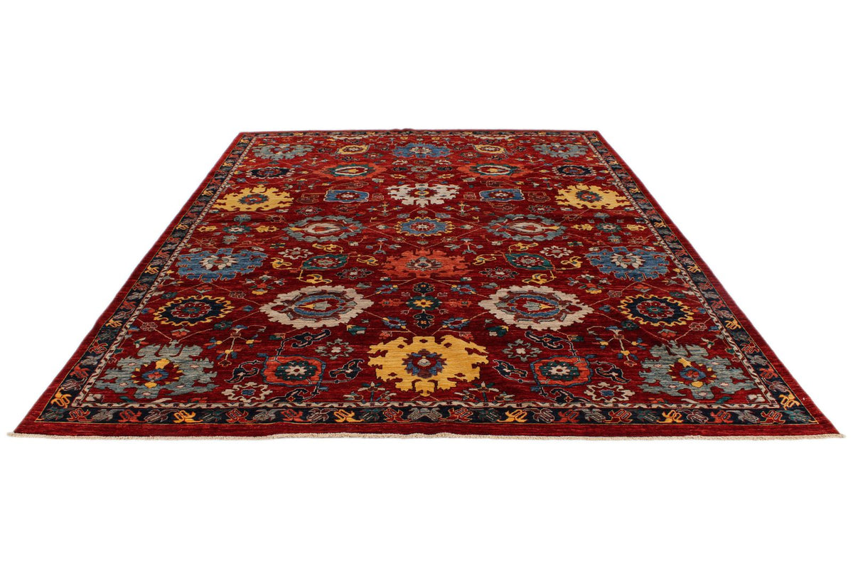 9x12 Red and Multicolor Anatolian Traditional Rug