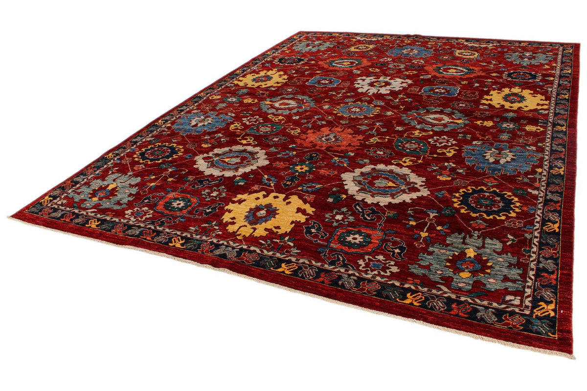 9x12 Red and Multicolor Anatolian Traditional Rug
