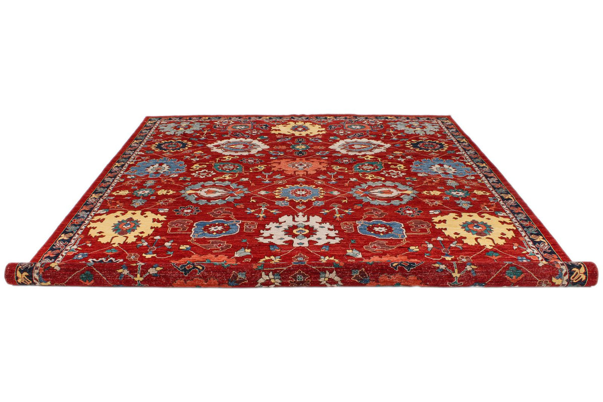 9x12 Red and Multicolor Anatolian Traditional Rug