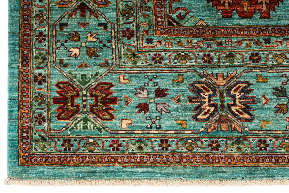 9x12 Blue and Multicolor Tribal Rug