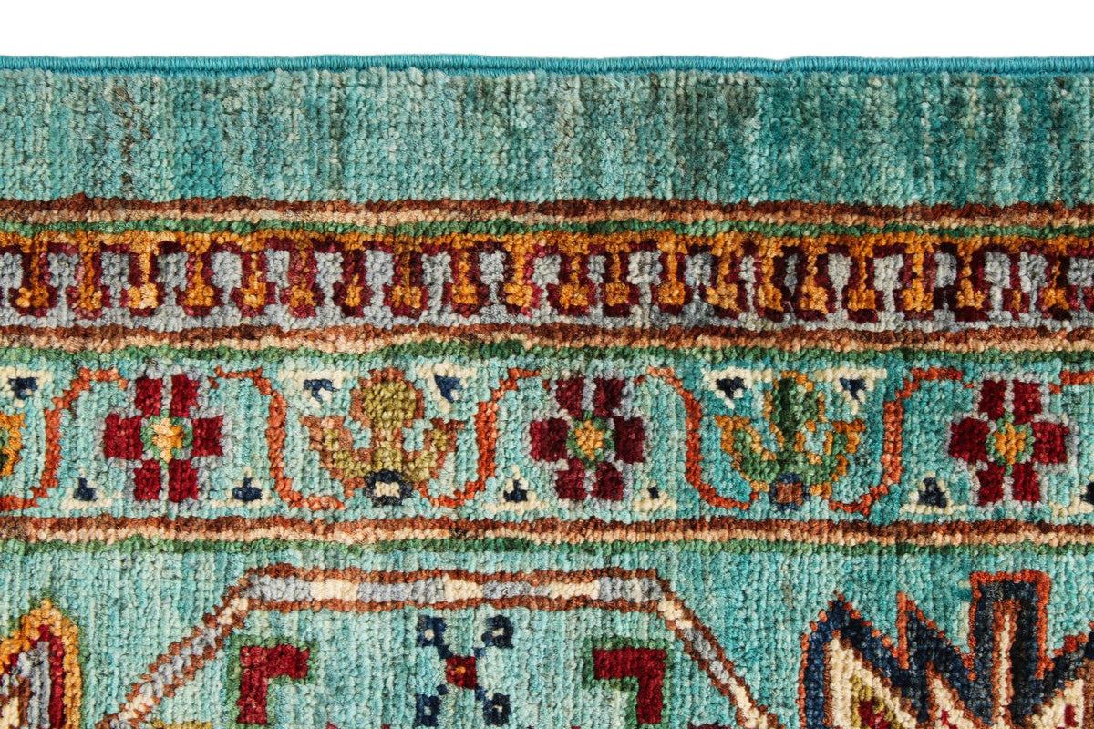9x12 Blue and Multicolor Tribal Rug