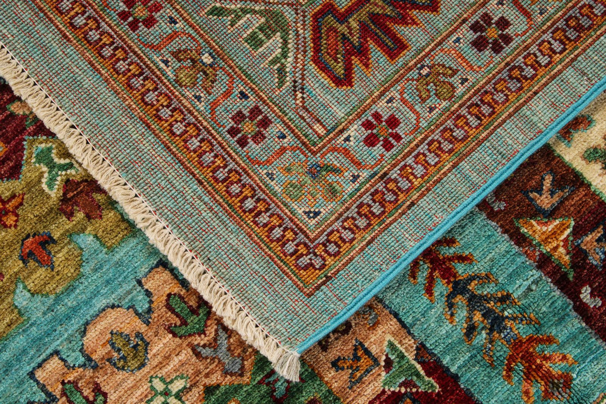 9x12 Blue and Multicolor Tribal Rug