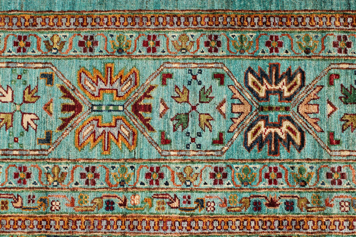 9x12 Blue and Multicolor Tribal Rug