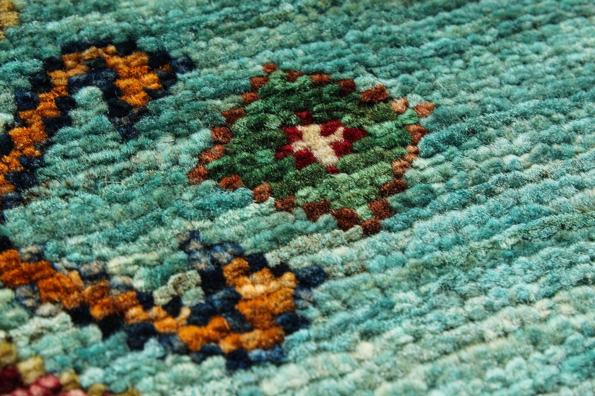 9x12 Blue and Multicolor Tribal Rug