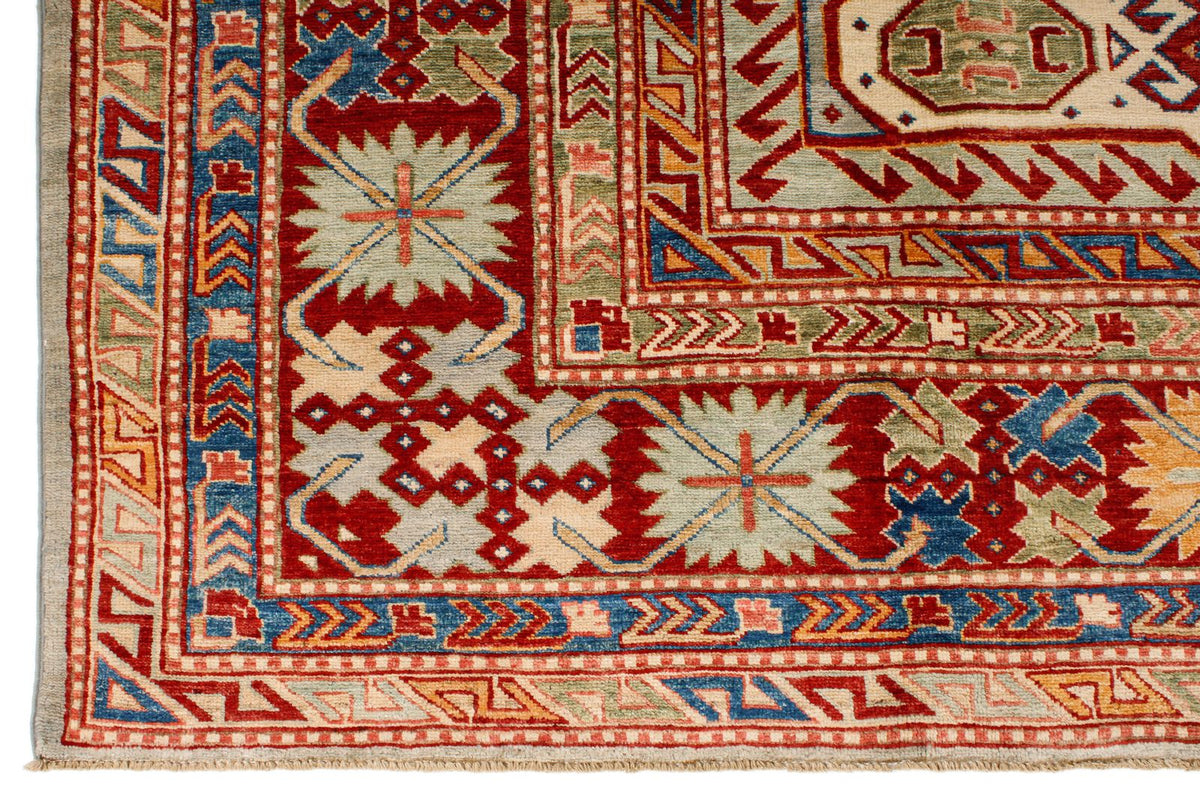 9x12 Gray and Multicolor Kazak Tribal Rug