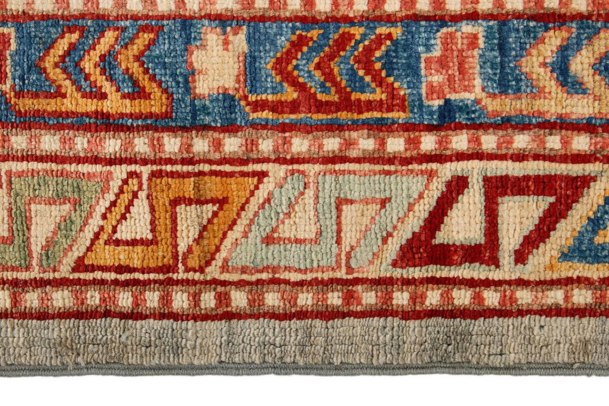 9x12 Gray and Multicolor Kazak Tribal Rug