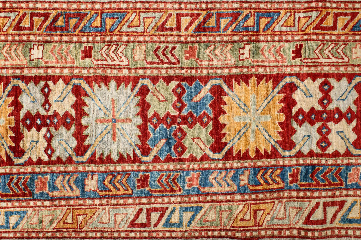 9x12 Gray and Multicolor Kazak Tribal Rug