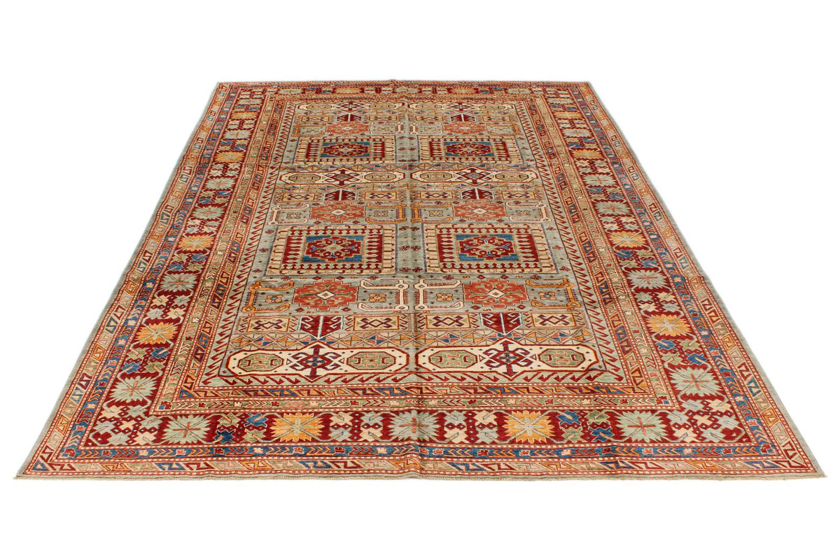 9x12 Gray and Multicolor Kazak Tribal Rug