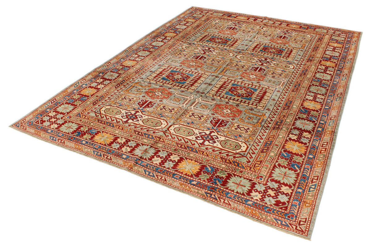 9x12 Gray and Multicolor Kazak Tribal Rug