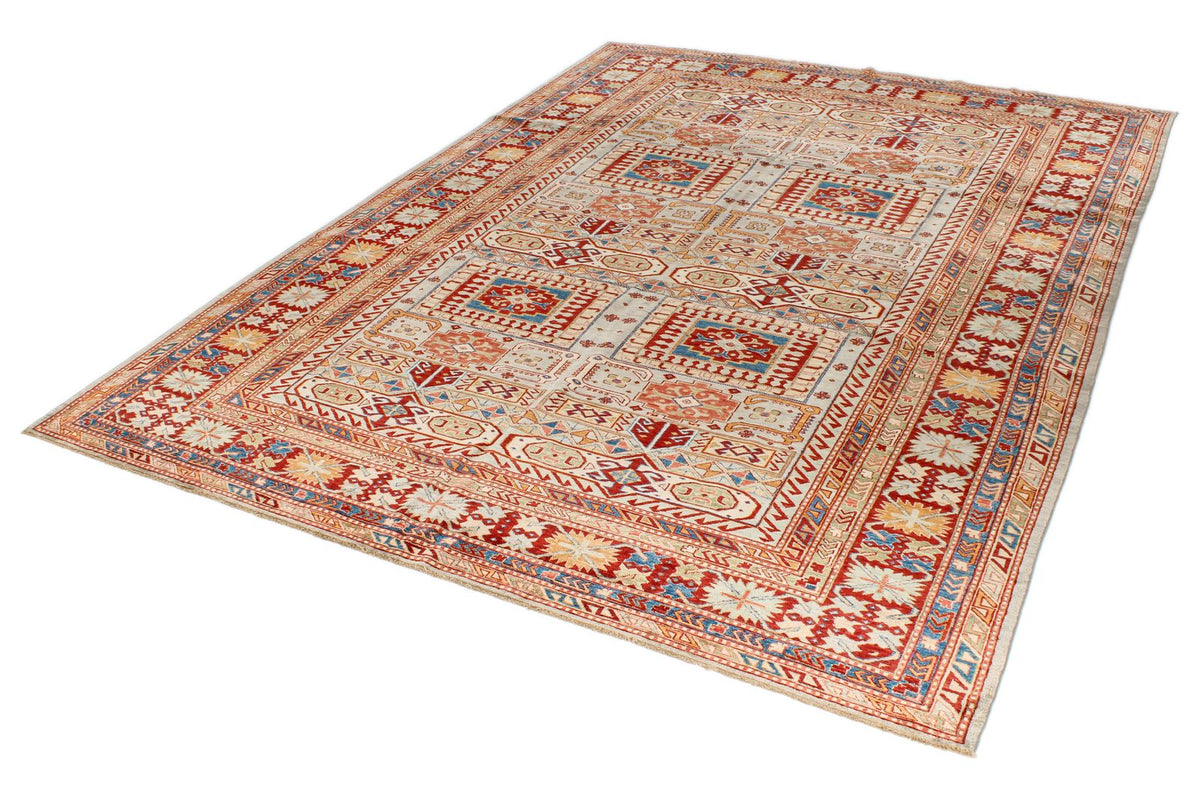 9x12 Gray and Multicolor Kazak Tribal Rug