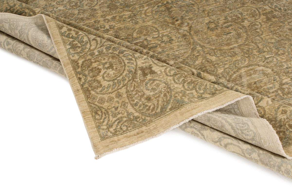 9x12 Beige and Ivory Turkish Tribal Rug