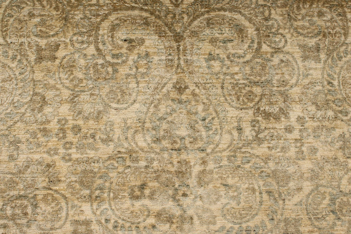 9x12 Beige and Ivory Turkish Tribal Rug