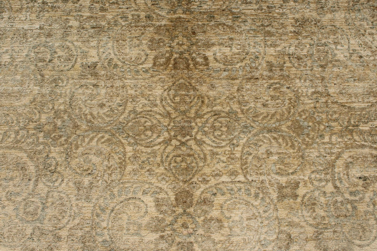 9x12 Beige and Ivory Turkish Tribal Rug