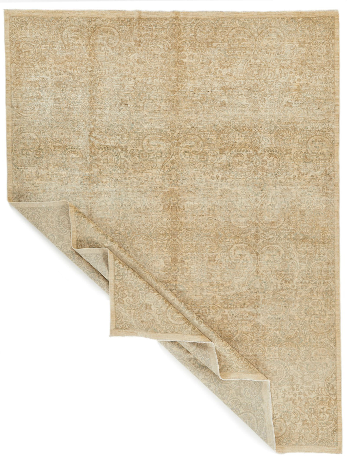 9x12 Beige and Ivory Turkish Tribal Rug