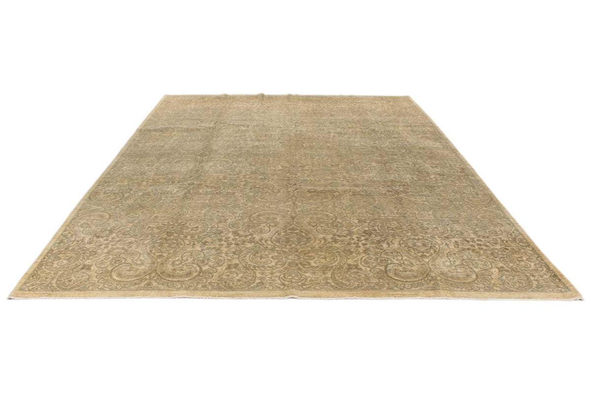 9x12 Beige and Ivory Turkish Tribal Rug