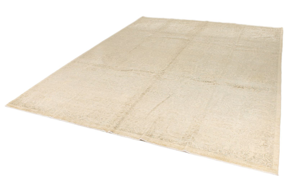 9x12 Beige and Ivory Turkish Tribal Rug