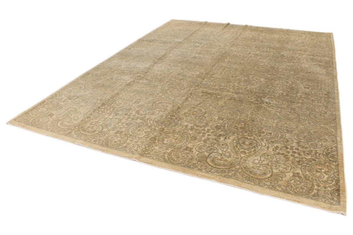 9x12 Beige and Ivory Turkish Tribal Rug