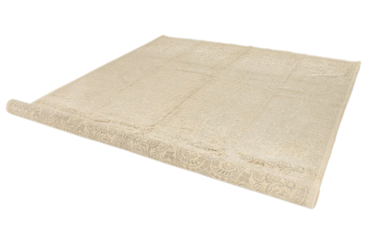 9x12 Beige and Ivory Turkish Tribal Rug