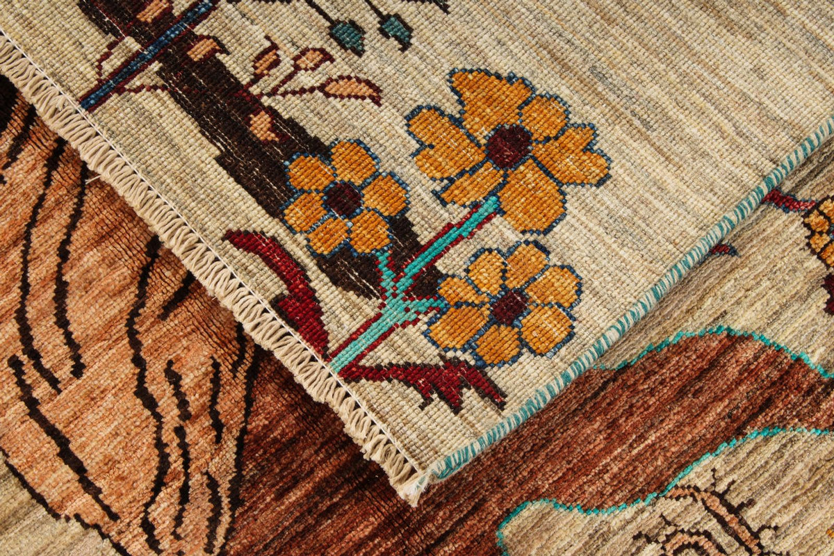 6x8 Beige and Multicolor Modern Contemporary Rug