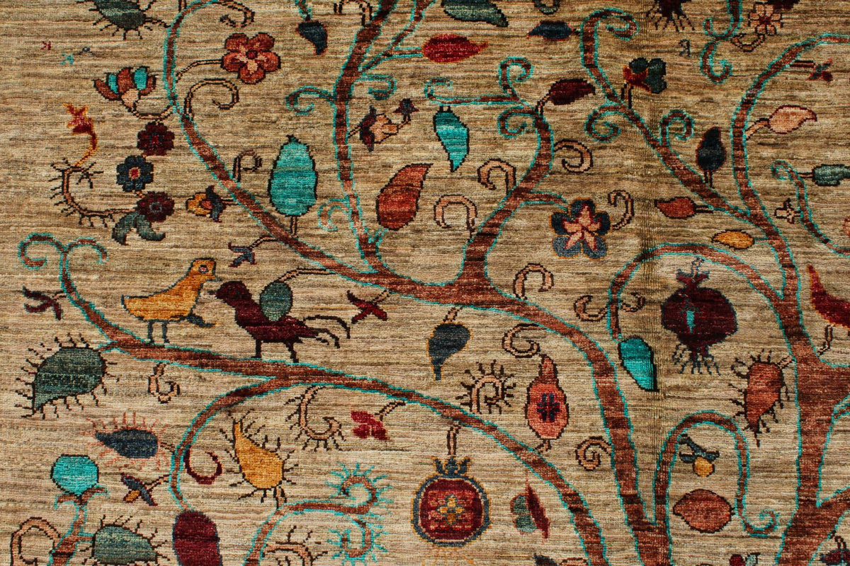 6x8 Beige and Multicolor Modern Contemporary Rug