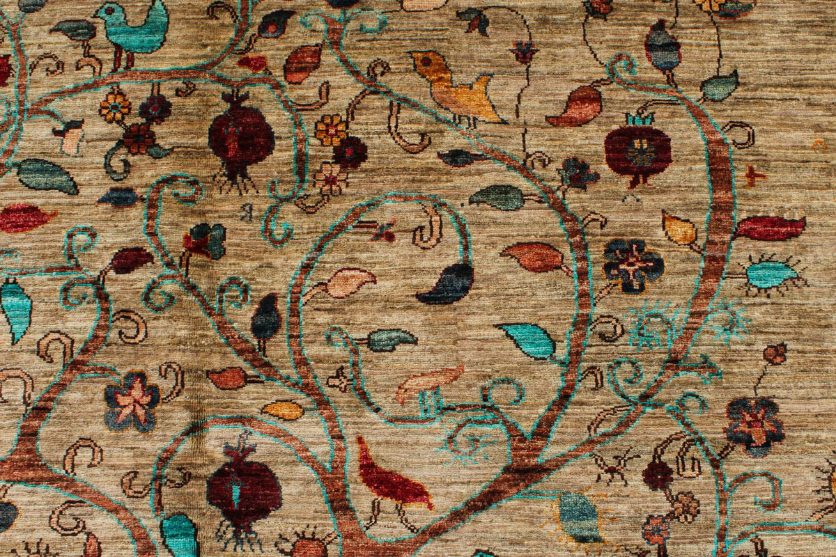 6x8 Beige and Multicolor Modern Contemporary Rug