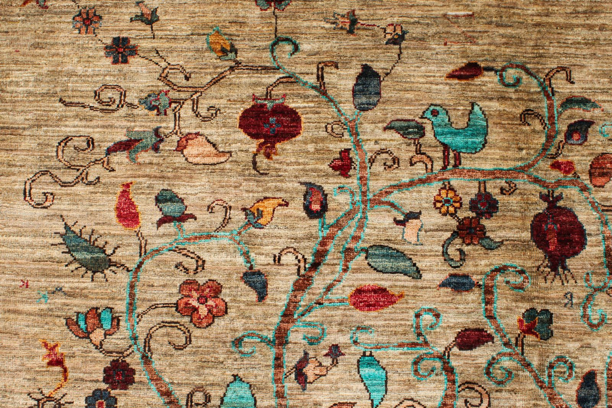 6x8 Beige and Multicolor Modern Contemporary Rug