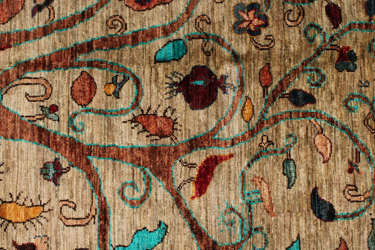 6x8 Beige and Multicolor Modern Contemporary Rug