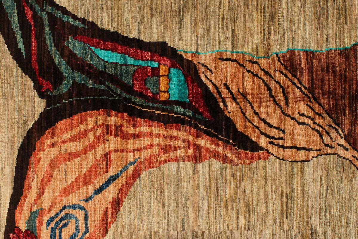 6x8 Beige and Multicolor Modern Contemporary Rug