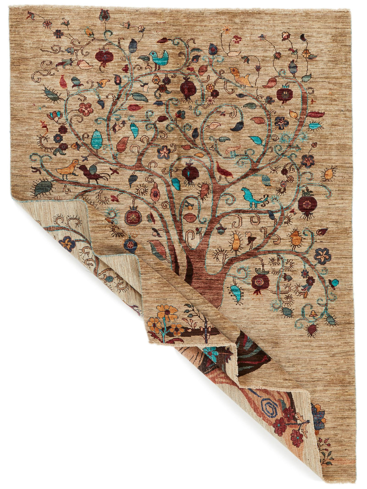 6x8 Beige and Multicolor Modern Contemporary Rug