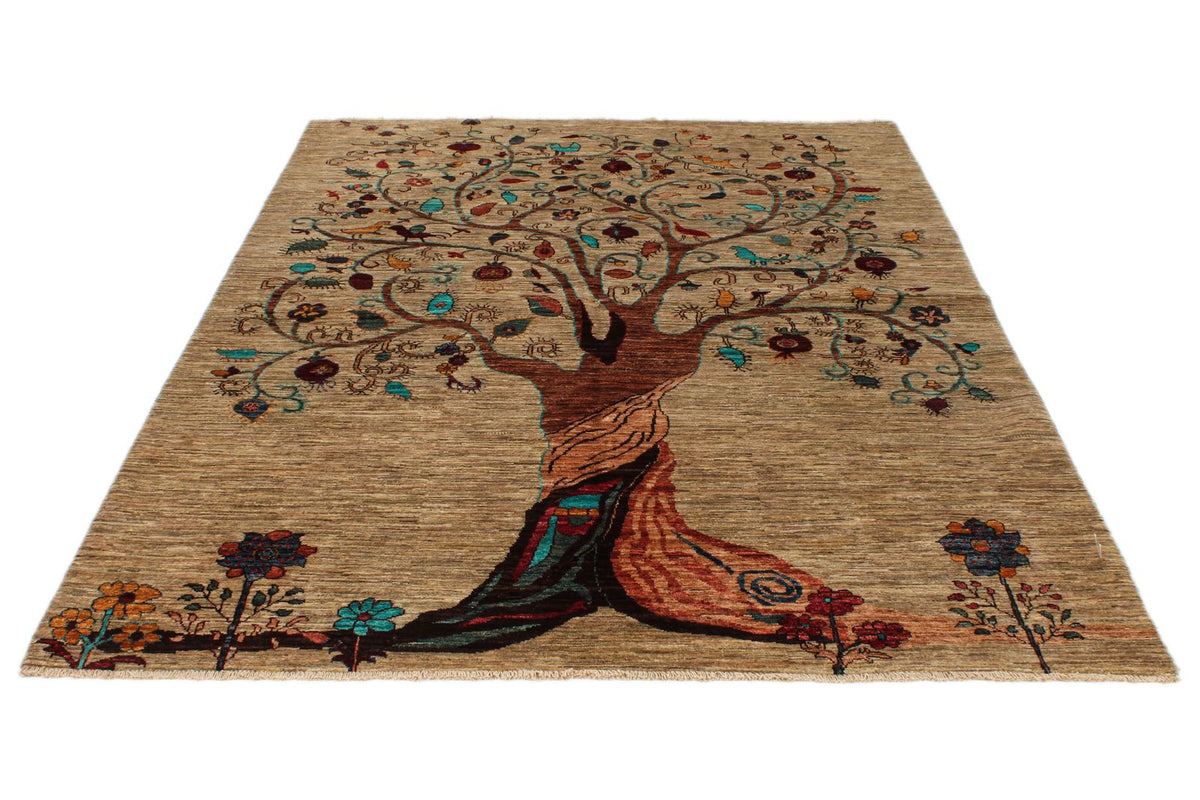 6x8 Beige and Multicolor Modern Contemporary Rug